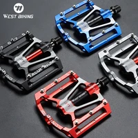 WEST BIKING-pedales de bicicleta de grado profesional, 280g, ligero, CNC, aluminio, 3 rodamientos de acero de molibdeno Perrin, piezas de bicicleta ensanchadas