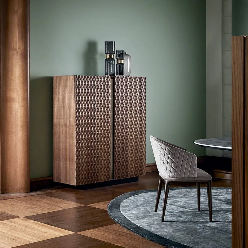 Italian modern light luxury solid wood wine cabinet villa living room creative dining side cabinet designer locker restaurant