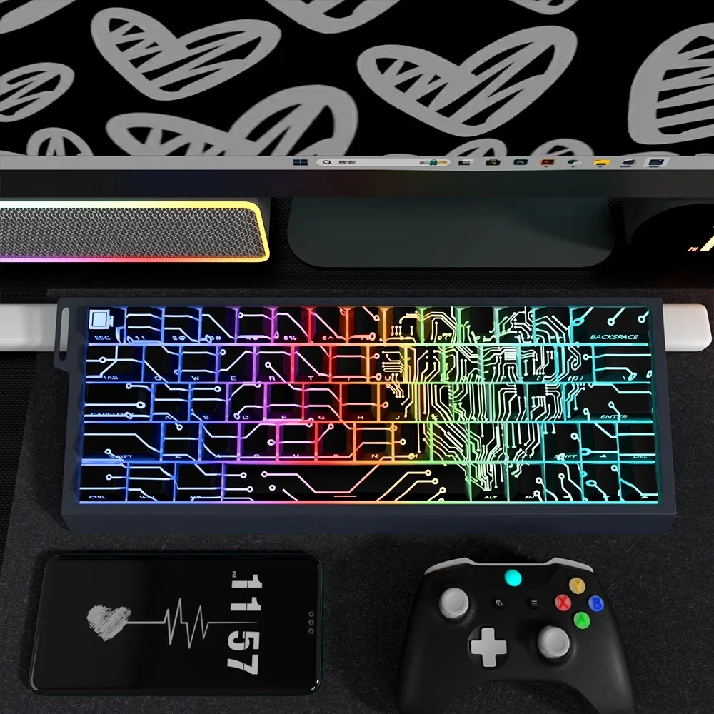 1 Set Micro Chip Keycaps PBT Dye Subbed Side Engrave Backlit Key Caps Cherry Profile Keycap For MX Switch Keyboard EZ63 Ace60