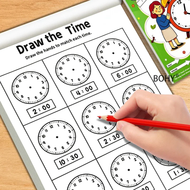 1 Reading Time Homework Book Include Various Clock Question 32 Pages Family Early Education Tutoring Logical Ability Cultivation