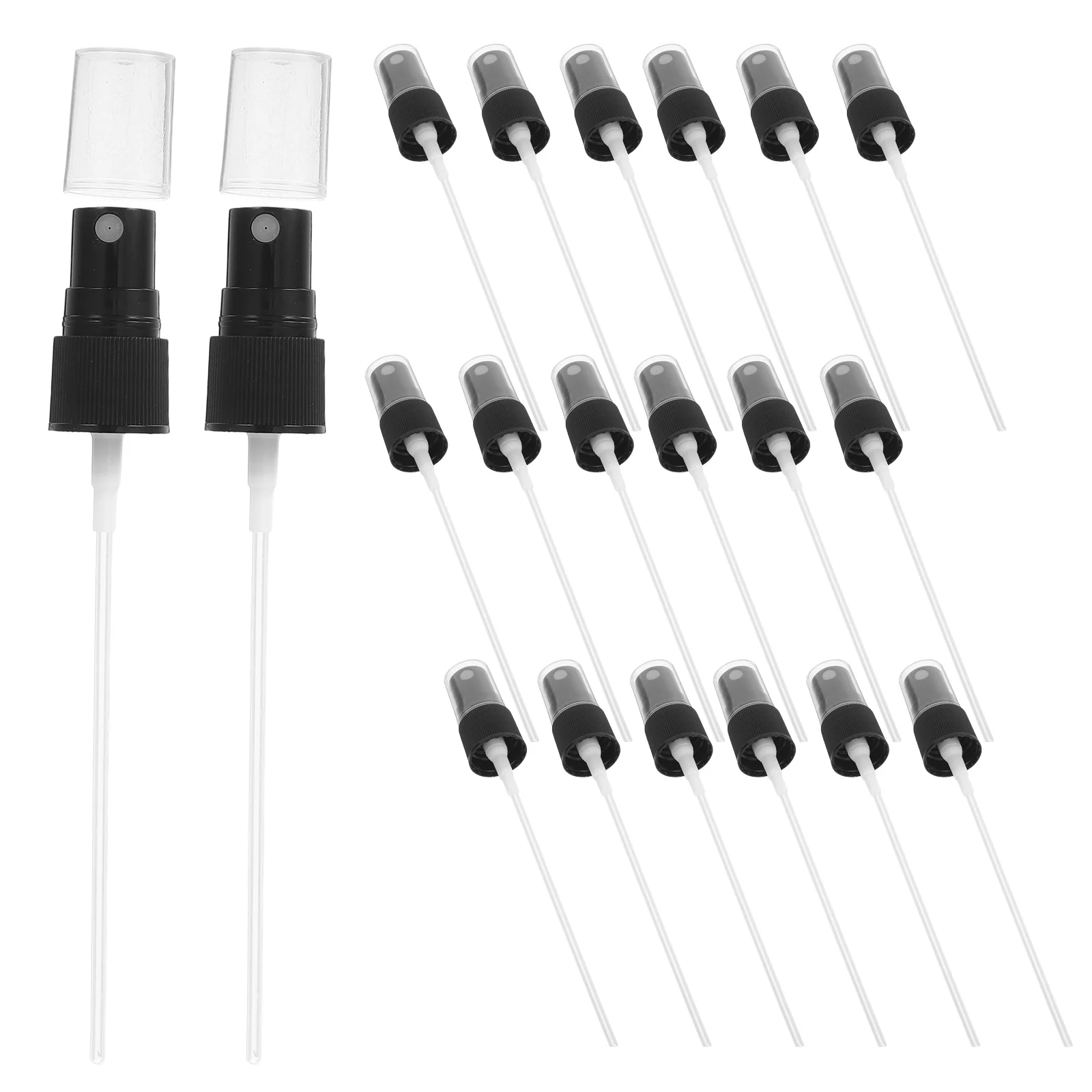 

20pcs Portable Spray Bottle Pump Perfume Sprayer Head Replacement Mist Spray Head Black Mini Compact Travel Accessory Durable