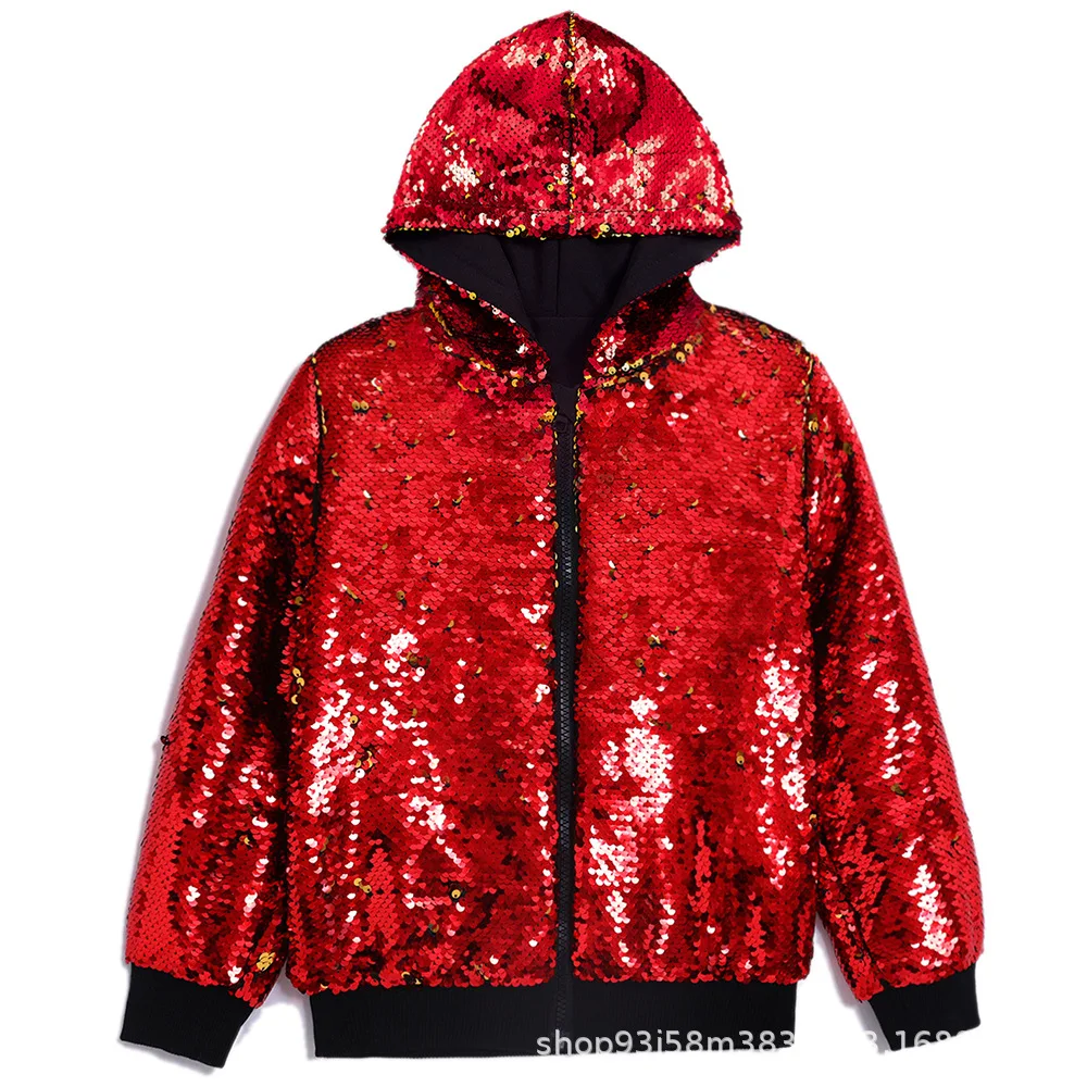 2025, nieuwe Europa VS flip kleur lovertjes casual jassen met capuchon voor heren, herfst winter losse honkbalkleding, groot formaat Eur-maat