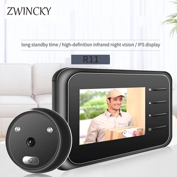 ZWINCKY Video Peephole Doorbell Camera Video-eye Automatic Recording Electronic Ring Night Vision Digital Door Viewer Entry Home Security