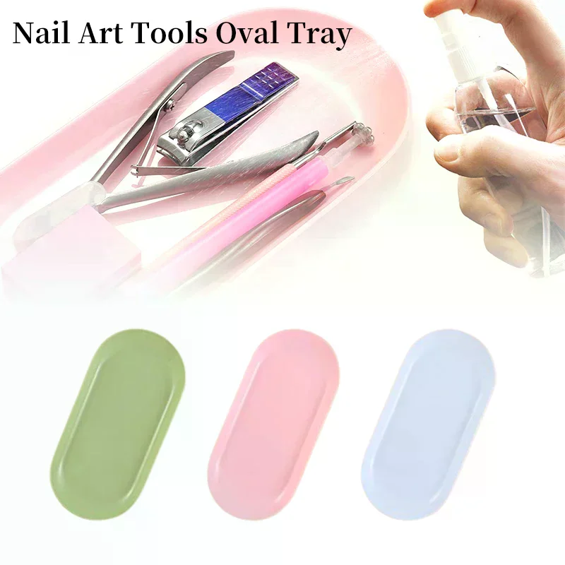 Plastic Cosmetic For Manicure Salon Storage Tray Nail Art Equipment Plate Nail Art Tray Oval Manicure Tweezers Storage Tray