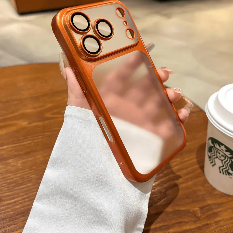 Luxuriöse Nano-Matt-Transluzente Hülle für iPhone 18 17 16 Plus 15 14 13 Pro Max mit Linsenschutz und Matter Rückseite, Hartschale – Detail 16