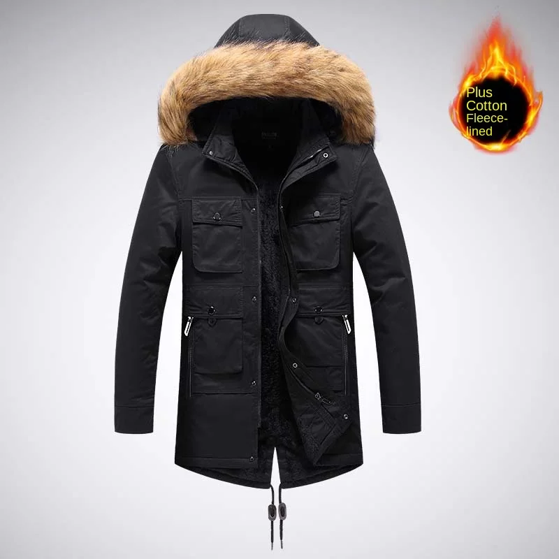 2024 Fur Collar Hooded Casual Plus Fleece Thickened Cottonpadded Coat Quality Fabric Comfortable Skin Breathable Crisp Type Wear