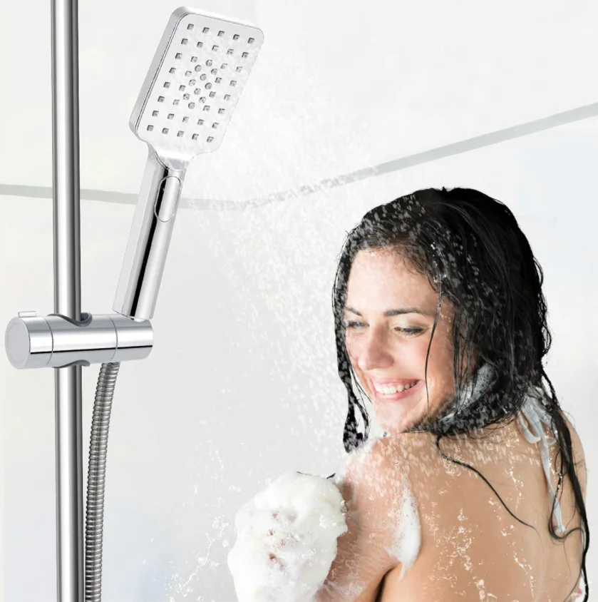 Universal Adjustable Shower Head Holder 22mm-25mm Bracket ABS Chrome Plated Hand Shower Rail Slider Clamp