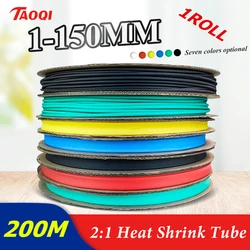 200 METER/Roll BLACK 1/2/2.5/3/4mm Heat Shrink Tubing Tube Kit Insulation Tubing Wire Cable