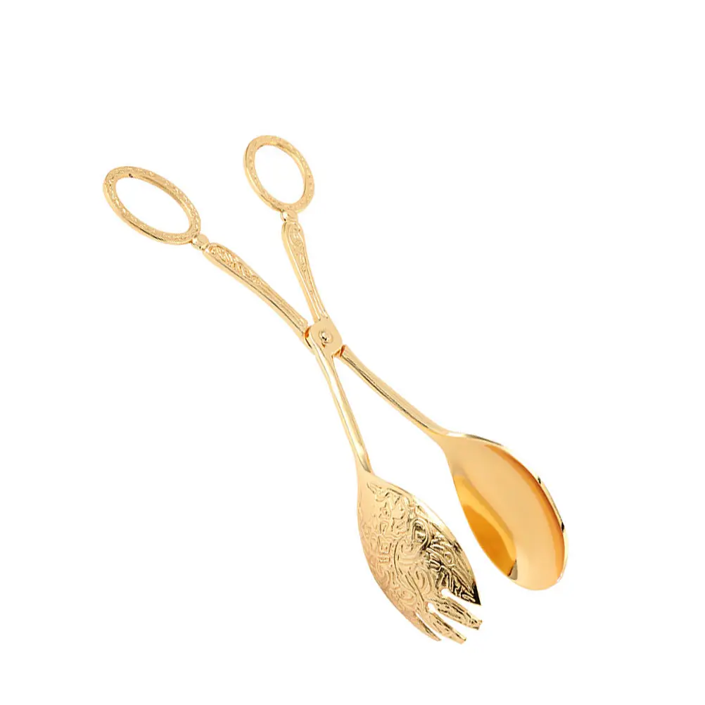 

1pc Metal Spoon Salad Tongs Zinc Alloy Food Serving Clips Heat Resistant Grip for Kitchen Home Restaurant Bread Pastry