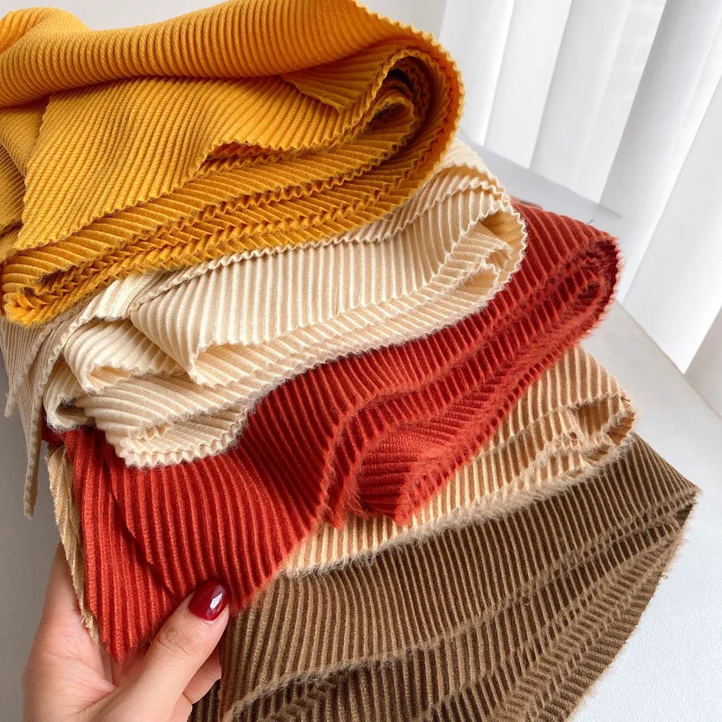 

OMEA Solid Soft Winter Crinkle Scarf Women Colorful Cashmere Lover's Scarf Men Winter Accessories for Girls Unisex Pleated Scarf