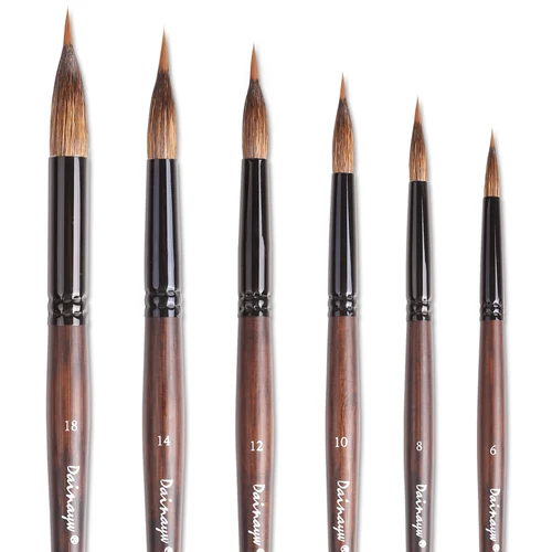 Dainayw Pinceles de acuarela con revestimiento de dos capas, pinceles de punta de aguja extendida, nailon mezclado de pelo de ardilla para pintura detallada artística