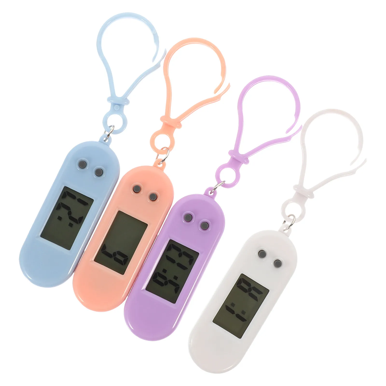 4Pcs Keychain Pocket Watch High Visibility Dial Accurate Time Reading Portable Key Ring Watch for Teens Adults Mixed Colors