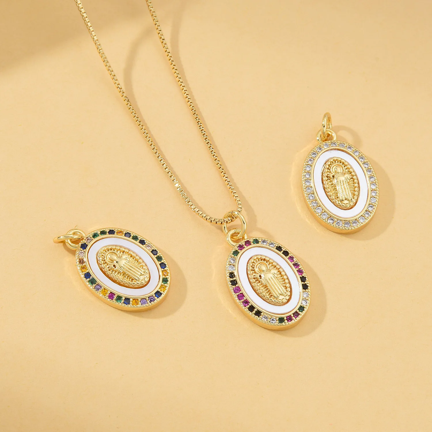 5pcs Europe and The United States Natural Shell Virgin Mary Necklace Pendant Accessories DIY Jewelry Making Materials Wholesale