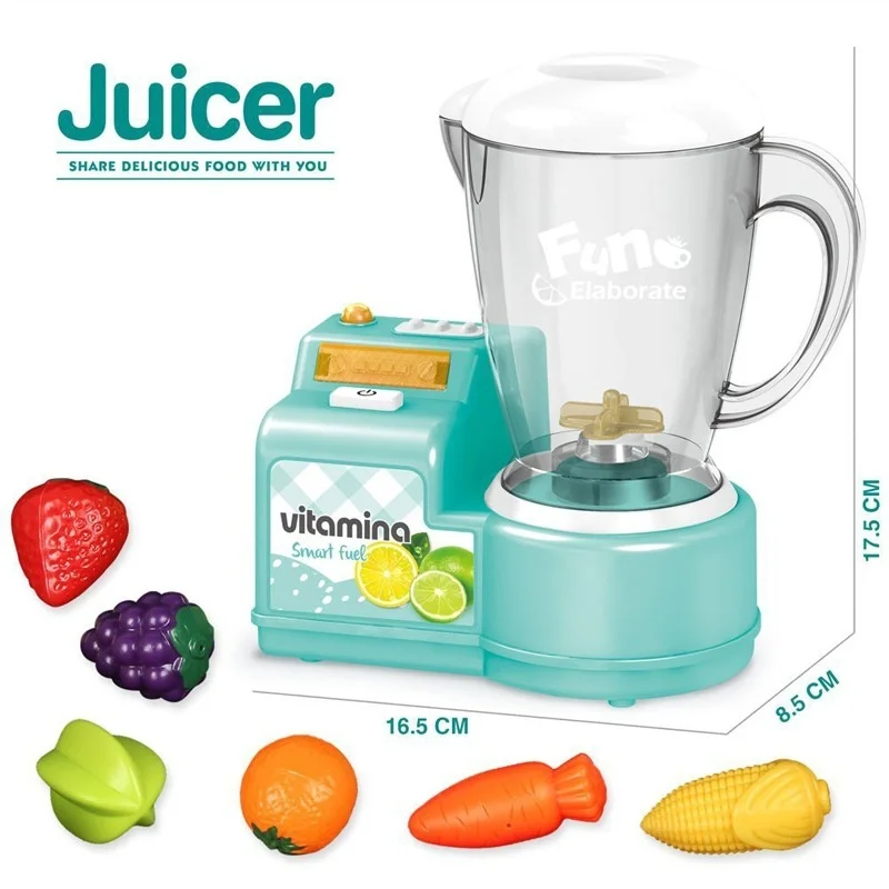 Vitamina Juicer Toy Simulation Pretend Play Kitchen Appliance Educational Toy With Fake Fruits Vegetables For Boys Girls