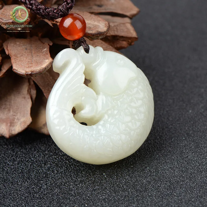 Natural Hetian jade fish pendant, more than goldfish pendant every year, carved large carp handmade pendant