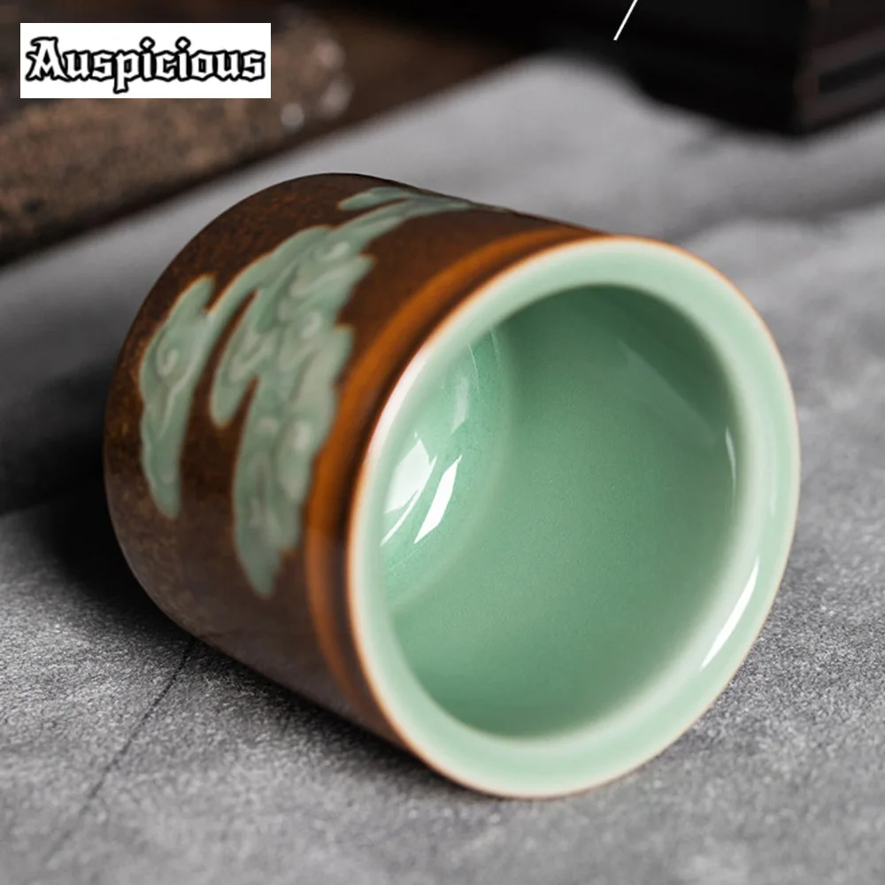100ML Handmade Longquan Celadon Teacup Vintage Kiln Change Master Cup Tea Pair Personal Jianzhan Chinese Tea Ceremony Craft Gift image 3