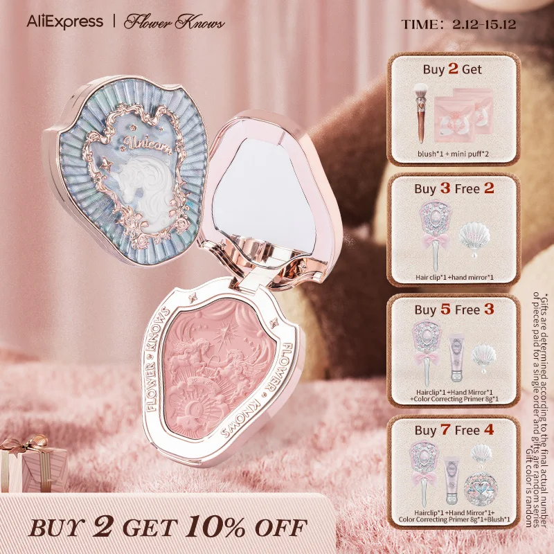 

Цветок знает единорог с тиснением Румяна Натуральные румяна для щек Макияж 6 цветов 5 г