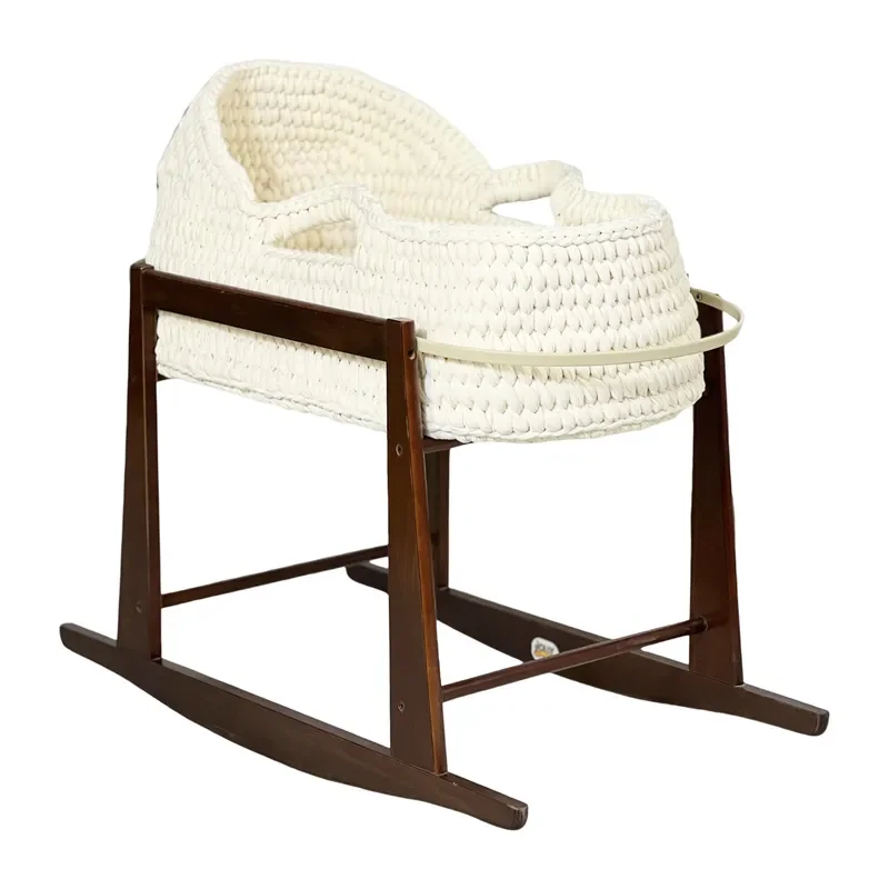 Wholesale Palm Leaf Base Rocking Chair Rope Mattress Baby Moses Crochet Baby Moser Basket