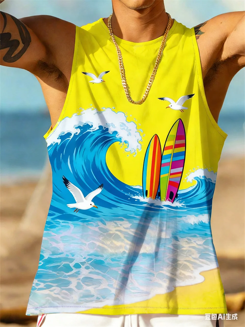 Men's Summer Vacation Tank Top Printed vest Hawaiian style sleeveless T-shirt Breathable sports vest Graphic Beach vest new tops