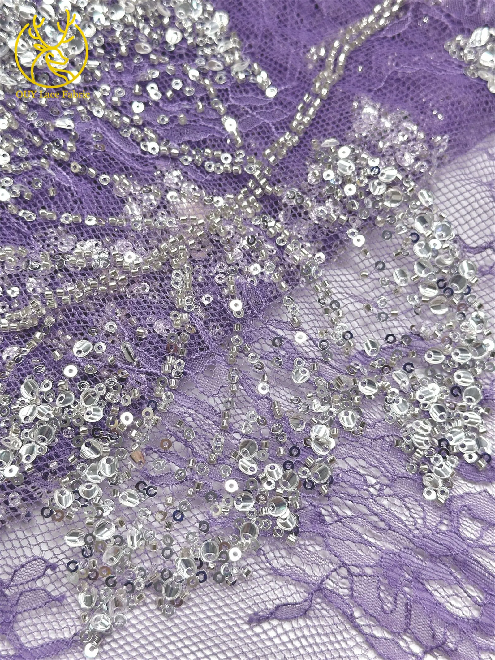 Weinroter afrikanischer bestickter Perlen-Spitzenstoff, 5 Yards, französisches Blattmuster, Pailletten-Tüll-Spitzenstoff für Hochzeits- und Partykleider – Detail 22
