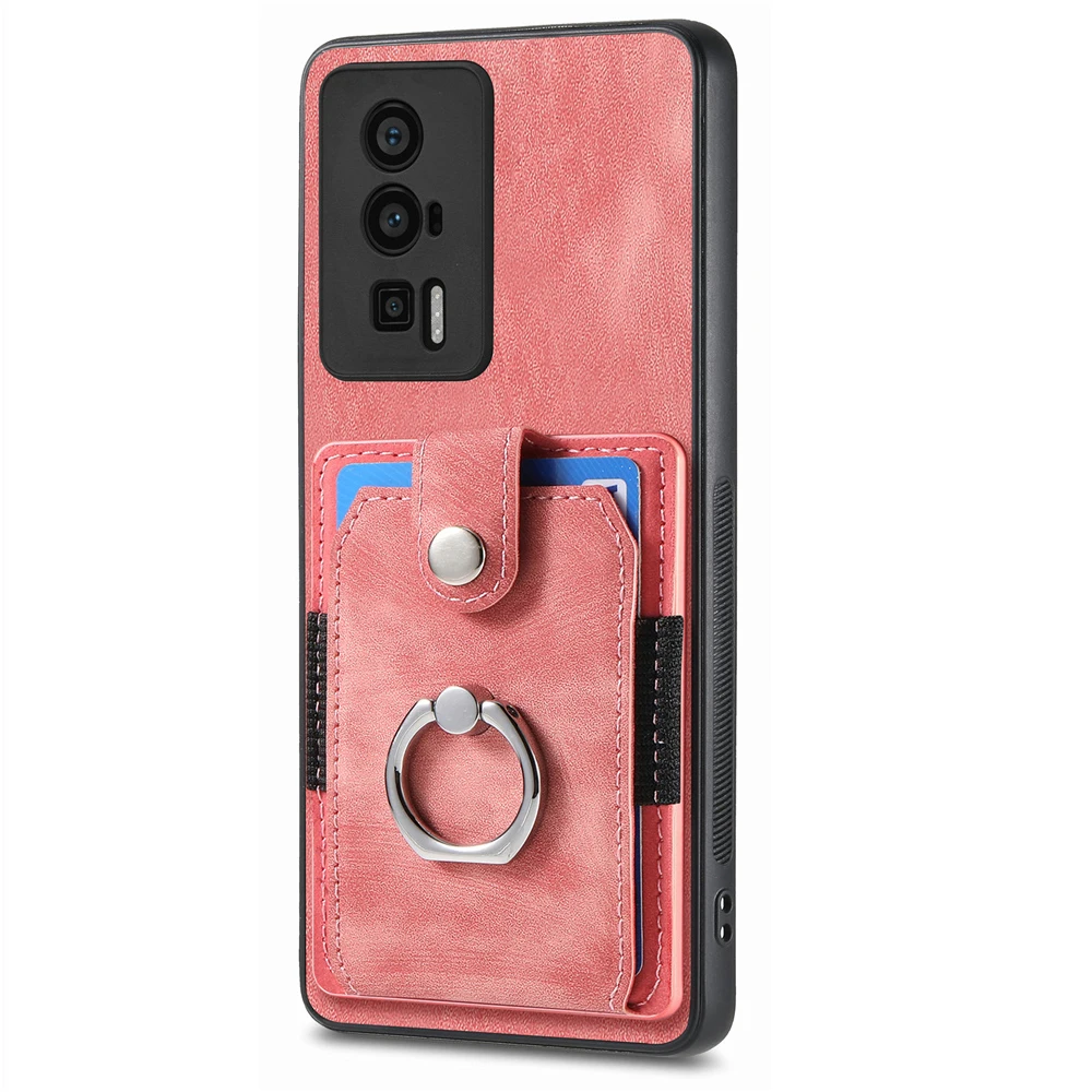 Case Cover With Ring Bracket And Multiple Credit Card Slot Function For Xiaomi POCO F5 M6 Pro M5 M5S C65 X6 X5 X4 X3 NFC F4 F3