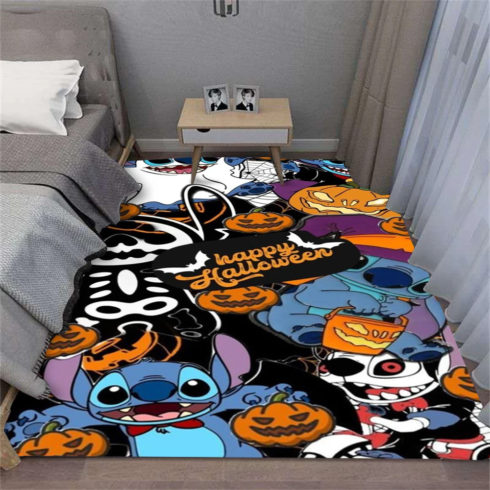 

MINISO Halloween Stitch Area Rug Blue Pink Living Room Carpet Bedroom FloorMat Soft Comfy Rug for Disney Lovers Kids PlayMat