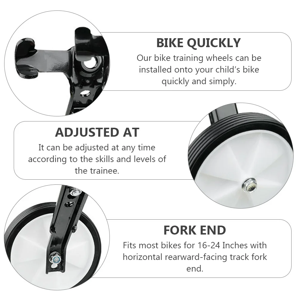 

1Pair Kid Bike Training Wheels Auxiliary Rear Wheel Adjustable Rear Bike Stabilizer Slip-Resistant Noise-Free Mounted Support