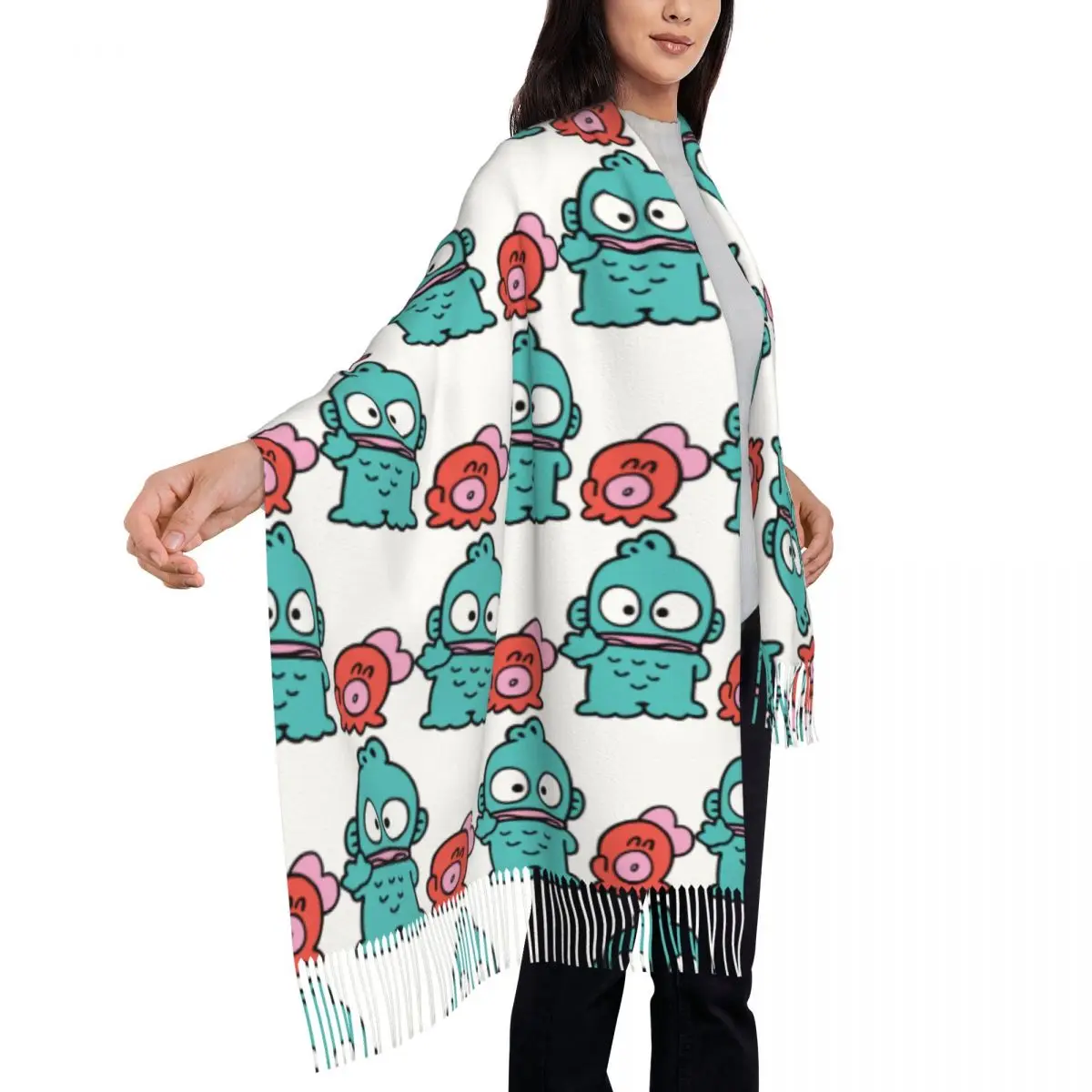 

Мультяшная шаль Ханъдон для женщин, теплый большой длинный шарф, шейный платок, шарфы с кисточками