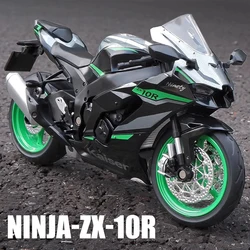 1:12 Kawasaki Ninja ZX10R Alloy Die Cast Motorcycle Model Toy Vehicle Collection Sound and Light Off Road Autocycle Toys Car