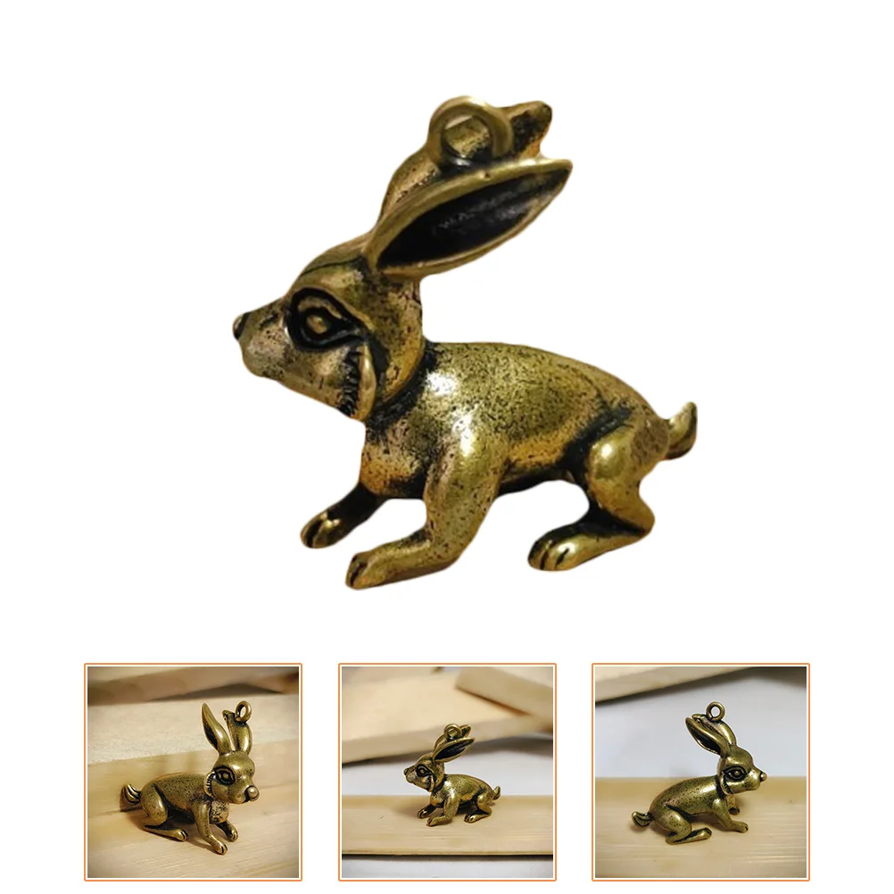

3pcs Copper Rabbit Charm Vintage Finish Diy Pendant Keychain Decor Rustproof Long Lasting Small Lightweight Retro Ornament For