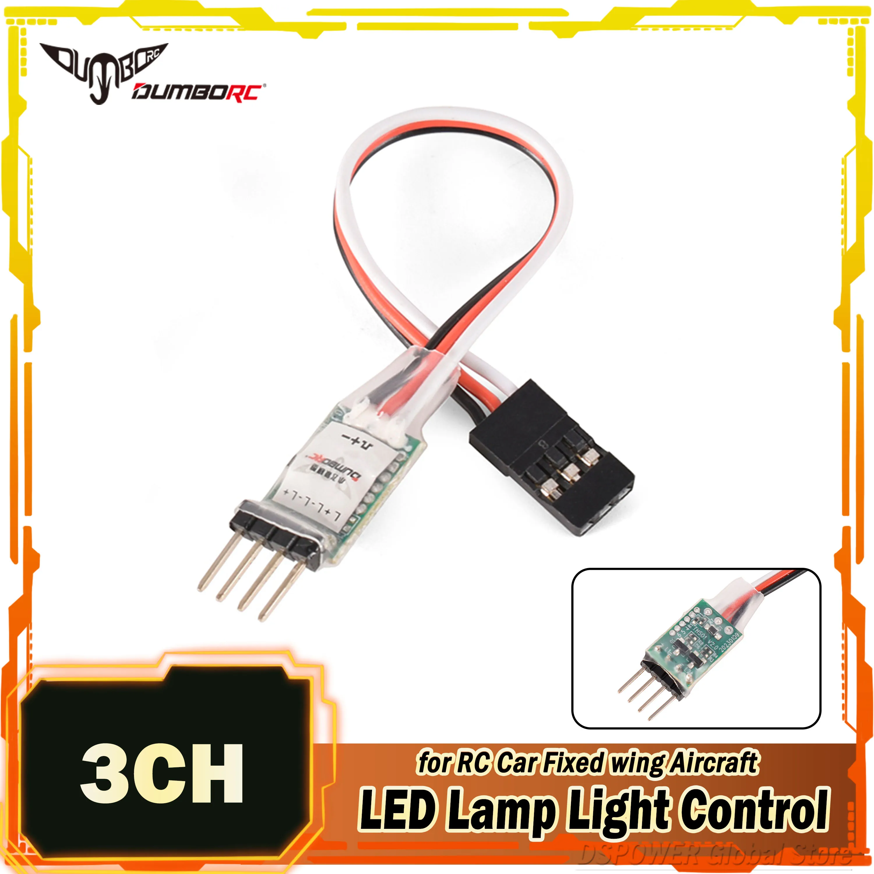 DUMBORC 3CH LED Light Controller Module Lamp Switch Panel System Turn on/Off JR Plug for RC Car Vehicle Fixed Wing Aircraft Part