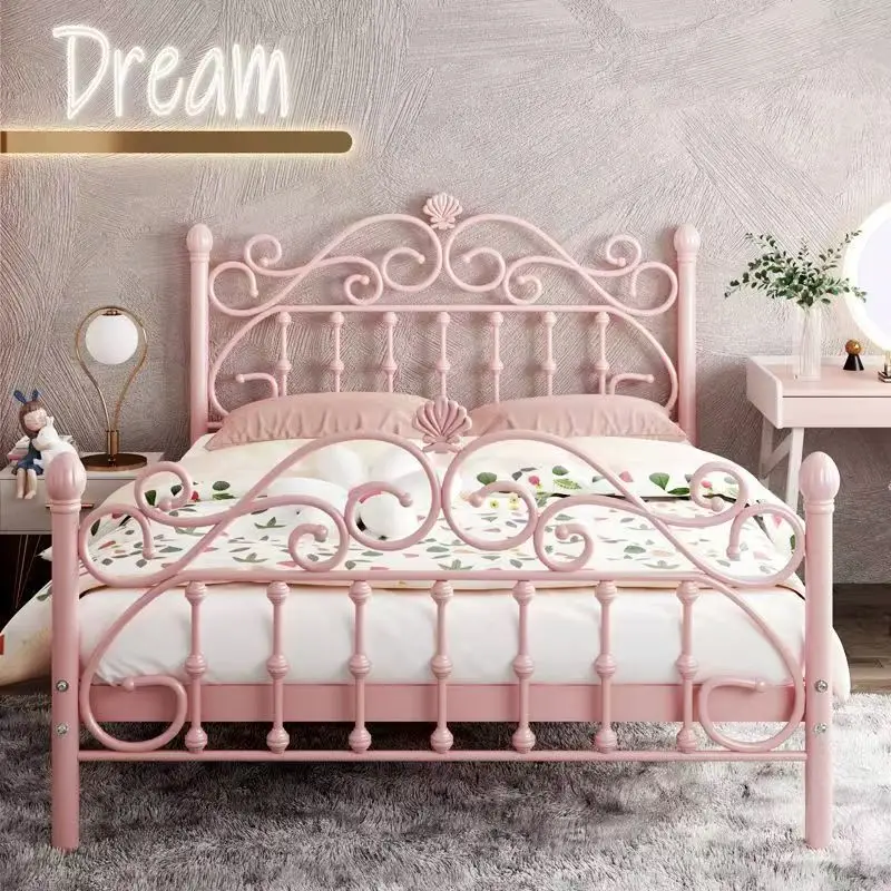Wrought iron bed thickened and reinforced simple modern princess bed 1.8 meters double bed, Nordic single 1 meter iron frame bed
