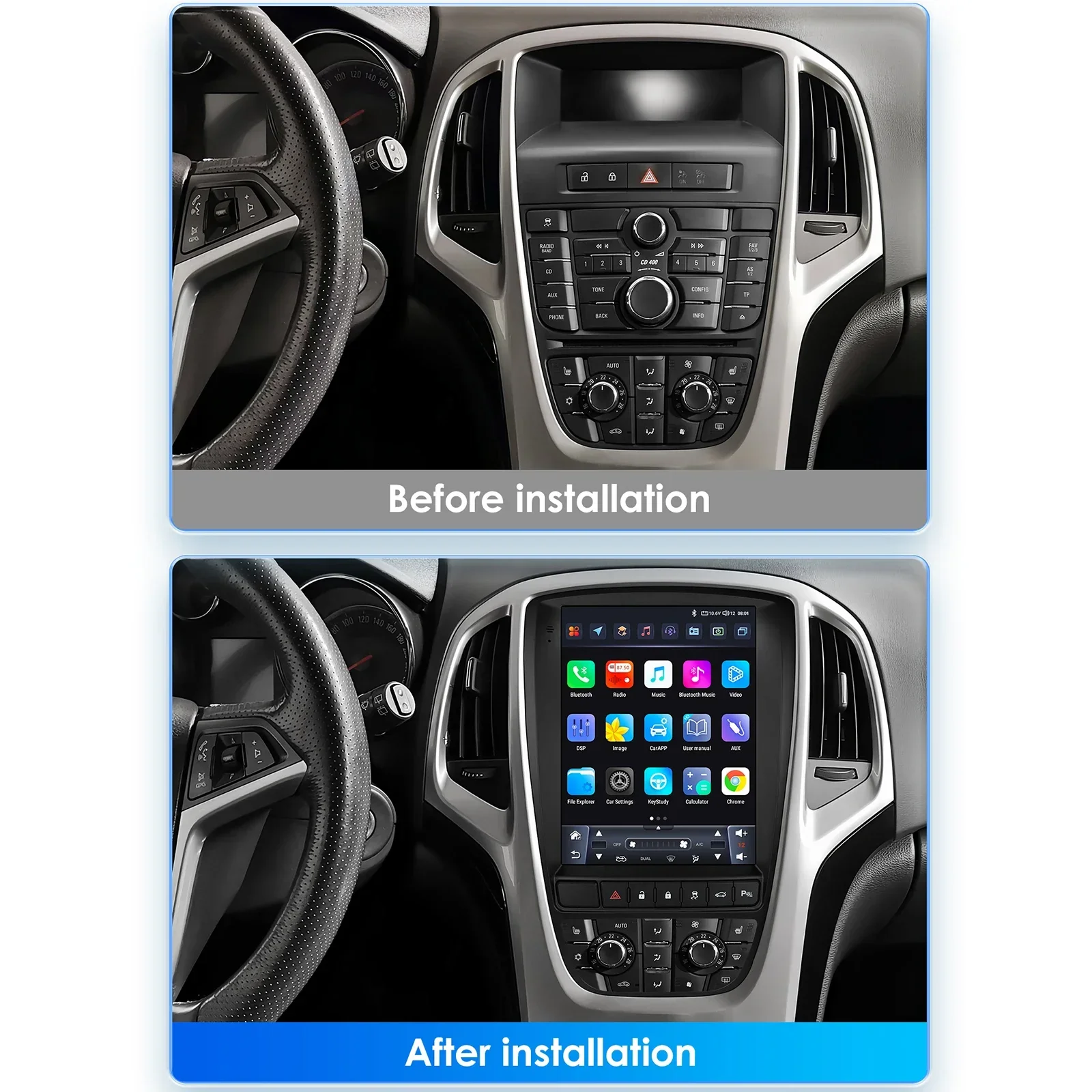 9.7'' Tesla Style 4G Wireless Carplay Android Auto Car Radio Multimedia for Opel Astra J Vauxhall Buick Verano 2009-2013 No 2din