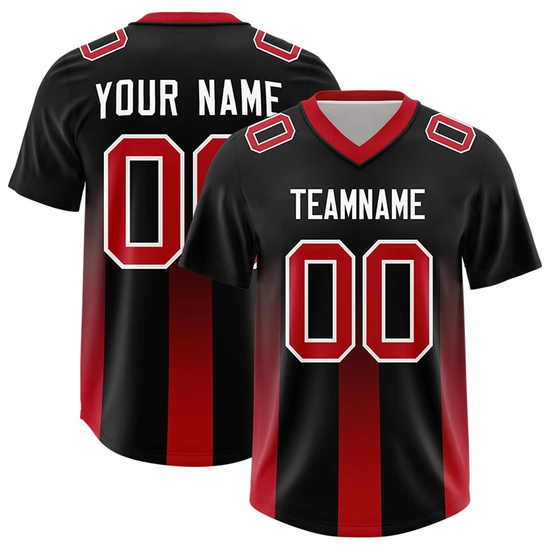 

Wholesale Custom Stripe Football Jersey Team Name/Number Full Print Football Game Training Stretch Soft Uniform for Male/Youth