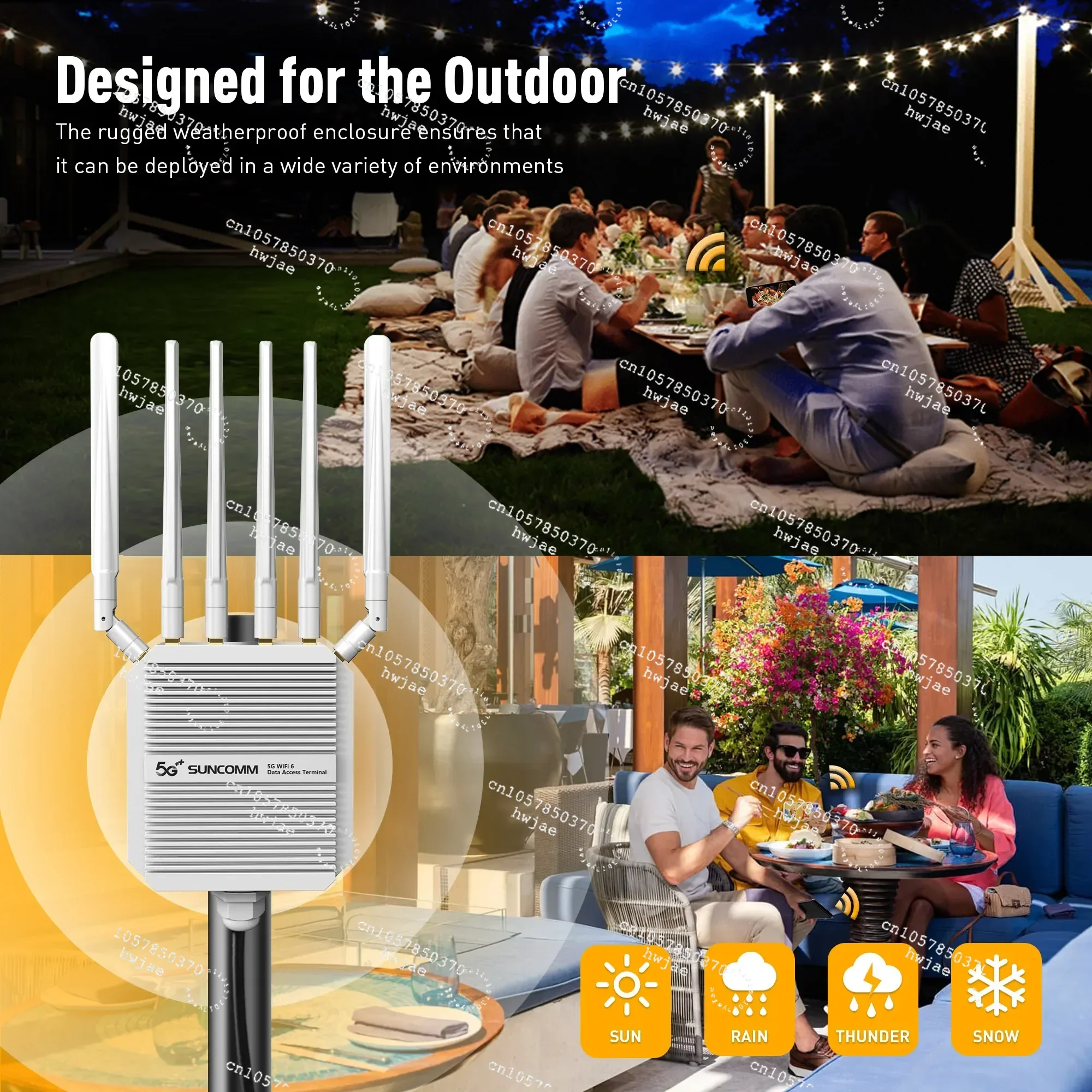 

SUNCOMM CP520 AX3000 IPQ5018 Dual Band Waterproof IP67 2.5Gbps High-speed Interface POE Power Supply 5G Outdoor Router