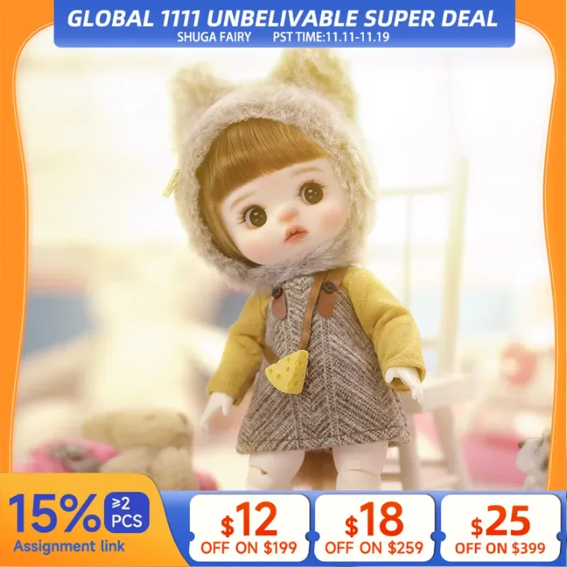 

Новый дизайн Llipika 1/8 BJD кукла серый плюш Dat Смола игрушка Сюрприз подарок девочка чистый ручной Макияж маленький размер карманная кукла