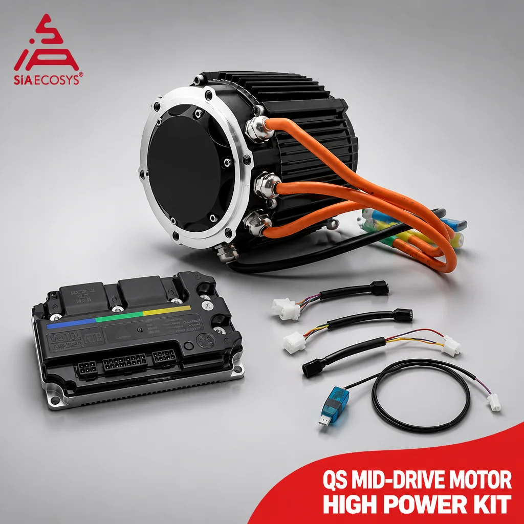SiA138 60H 2500W 6000W Peak Mid Drive Motor 60Nm 428 14T Sprocket VOTOL EM100-2 CAN BUS Controller Electric Motorcycle Conversio