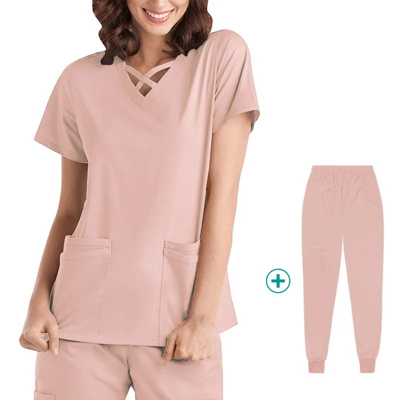 Slim Fit Women Scrubs Sets Medical Uniforms Doctors Tops Pant Nurses Accessories Surgical Gowns Dental Clinic Workwear Clothes