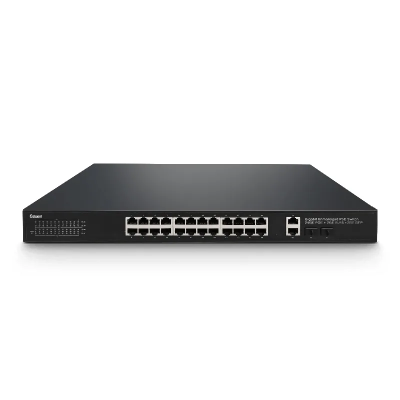 IEEE802.3AF/AT 400W 24 Port Gigabit PoE Switch with 2 Uplink Gigabit & 2 SFP Ports