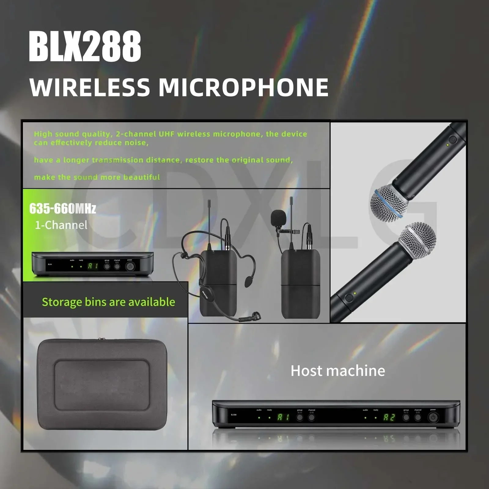 BLX4 B58 Profession Wireless Vocal Microphone 1 Channel UHF System Kit Handheld Mic For Karaoke Stage Performanc Church Speech