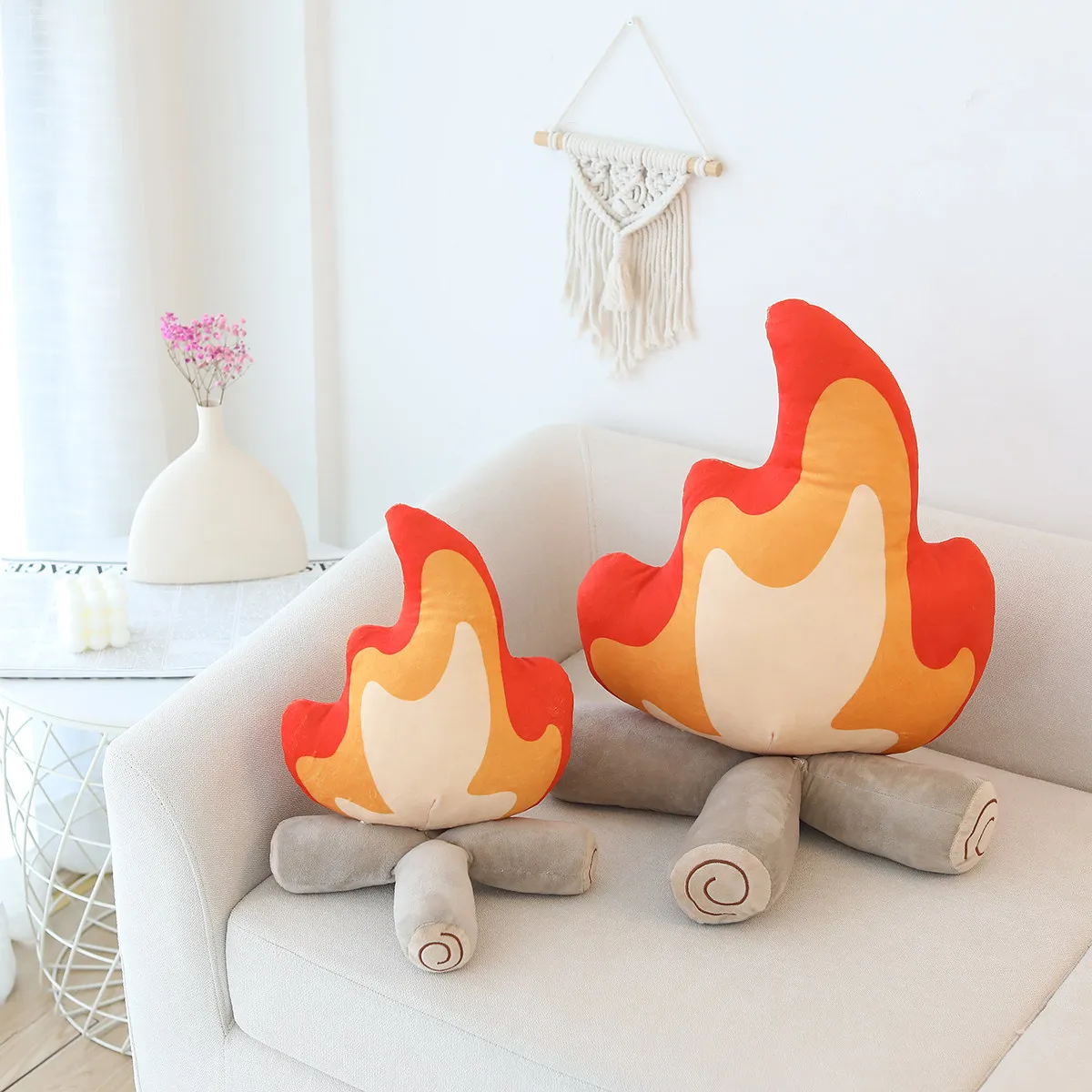 30cm/45cm Funny Simulation Bonfire Plush Toy Soft Stuffed Cartoon Fire Doll Living Room Floor Pillow Cushion Decor Gift