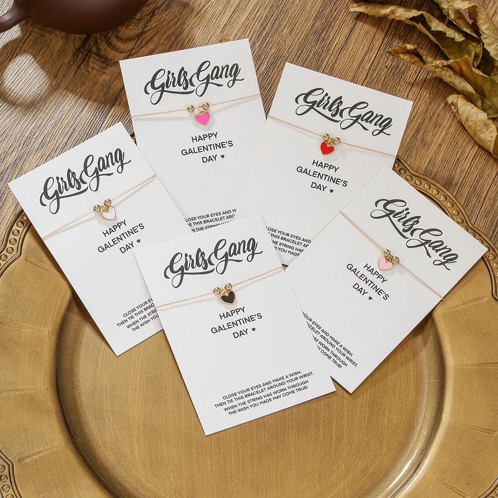 

New Fashion Love Heart Bracelet Women Multiple Color Pink Red Black Metal Pendant Chain Bracelets Girls Accessories Jewelry