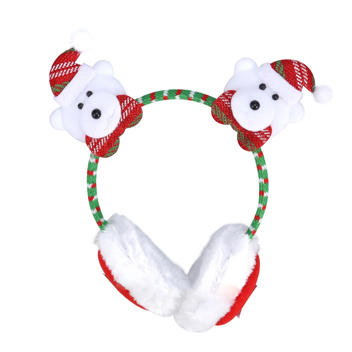 クマのクリスマス耳あて ふわふわ冬用イヤーマフ フリーサイズ かわいいクリスマス耳カバー ホリデーアクセサリー クリスマスイヤーマフ