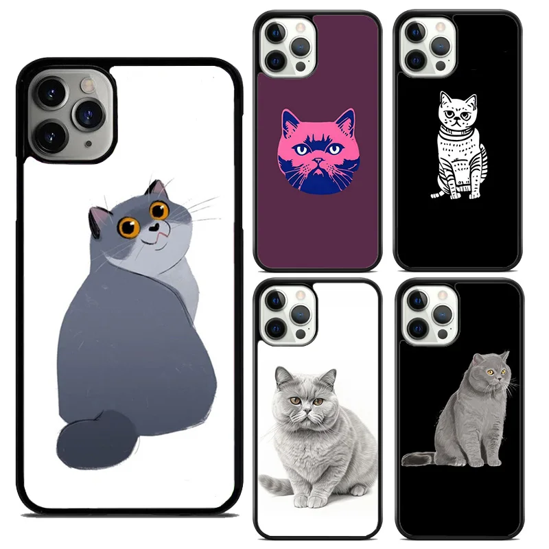 British Shorthair Cat Phone Case Cover For iPhone 16 15 14 plus XS XR 11 12 mini 13 pro max coque Shell Fundas