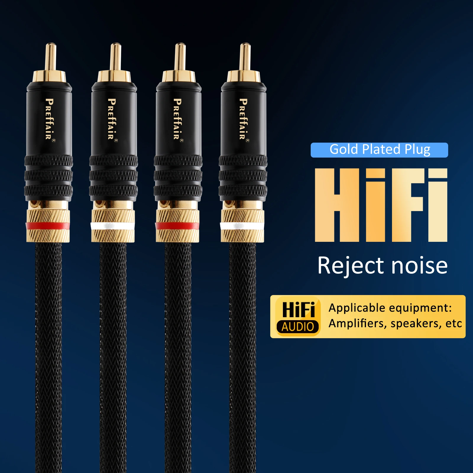 X401 2PCS/Pair Hifi Audio 5N OFC RCA Audio Interconnct Cable RCA to RCA Extension Wires With Gold Plated RCA Connector Plug