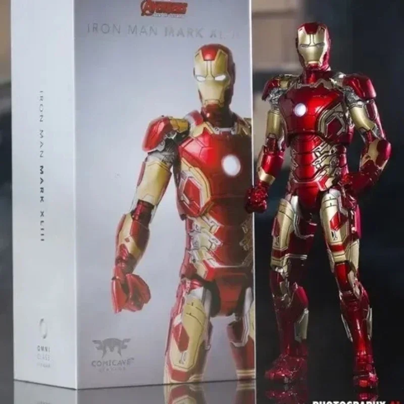 Hot Genuine Comicave 1/12 Iron Man Marvel Anime Figure Armor Mk46 Joint Action Model Dolls Lighted Collection 75% Alloy Toy Gi