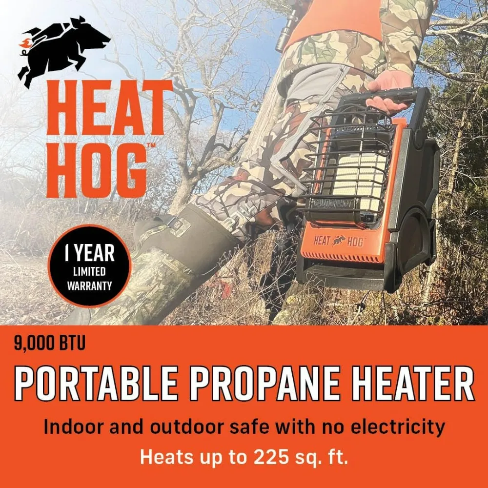 Heat Hog 9000 BTU Propane Radiant Space Heater Portable Tiltable Gas Powered For Indoor Outdoor Garage Camping RVs