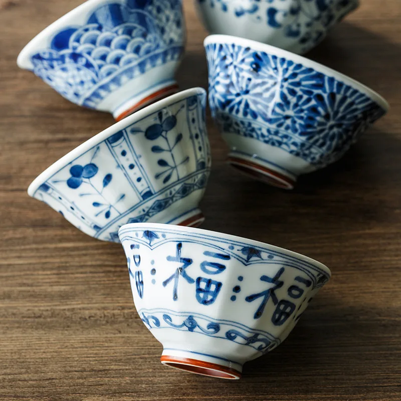 Japanese Ceramic Rice Soup Bowl Multi Patterned Tableware Underglaze