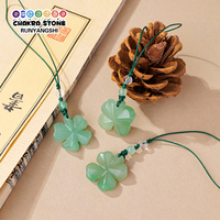 1PC Natural Aventurine Crystal Four Leaf Clover Keychain Handcrafted Lucky Charm Phone Pendant Exquisite Gift for Family Friends
