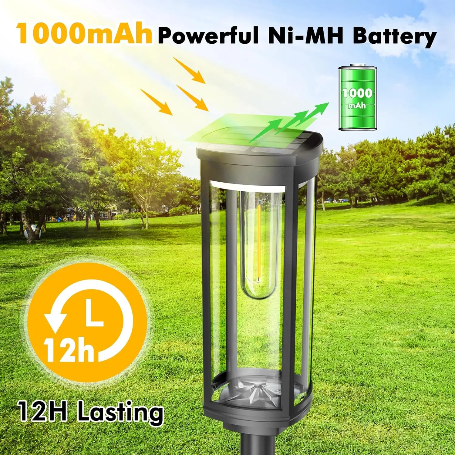 أضواء المسار الشمسية في الهواء الطلق، 2 قطعة أضواء الشمسية، تشغيل/إيقاف تلقائي للماء أضواء مسار المناظر الطبيعية الشمسية أضواء الشمسية للفناء #3